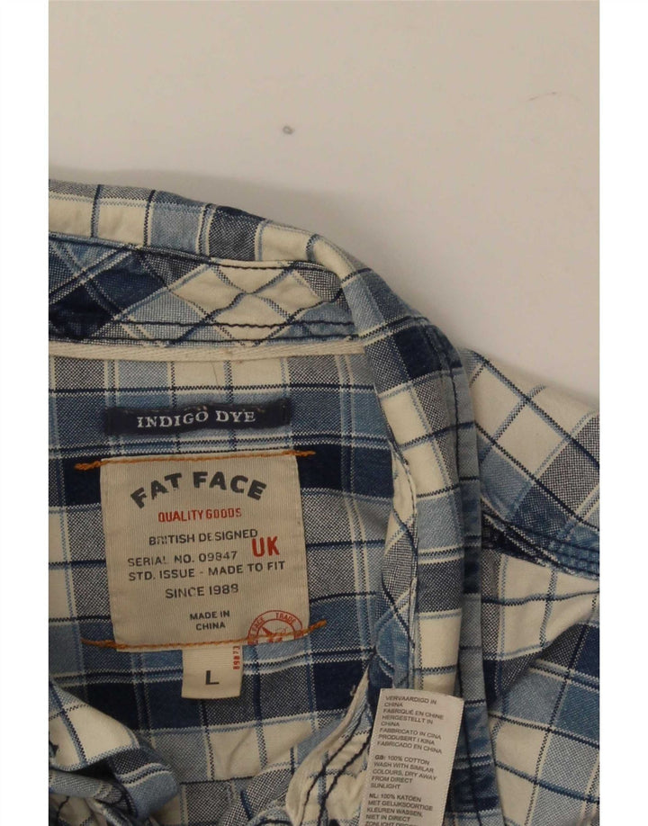 Koszula flanelowa męska Fat Face, duża, niebieska, bawełniana w kratę