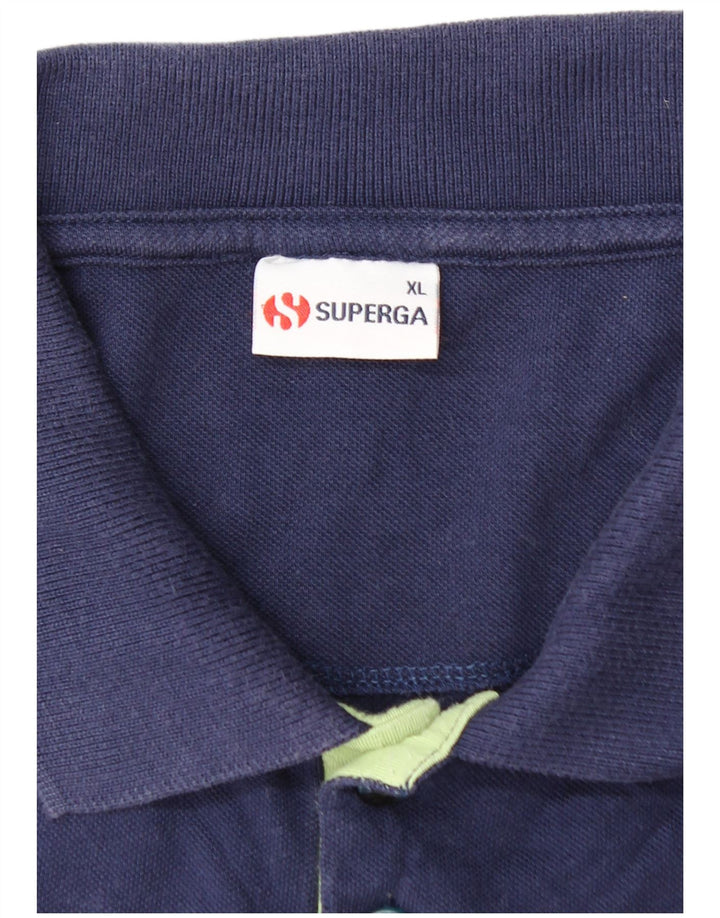 Chłopięca koszulka polo SUPERGA 15-16 lat XL, granatowa, bawełniana w bloki kolorów