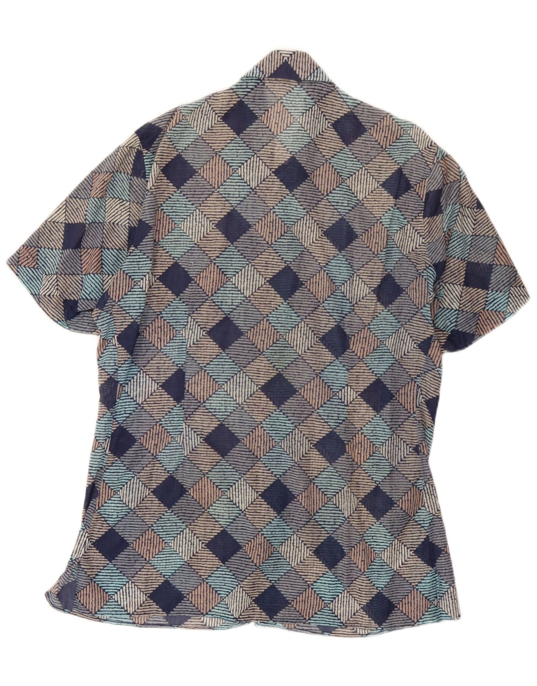 Vintage męska koszula z krótkim rękawem XL, wielobarwna, geometryczna