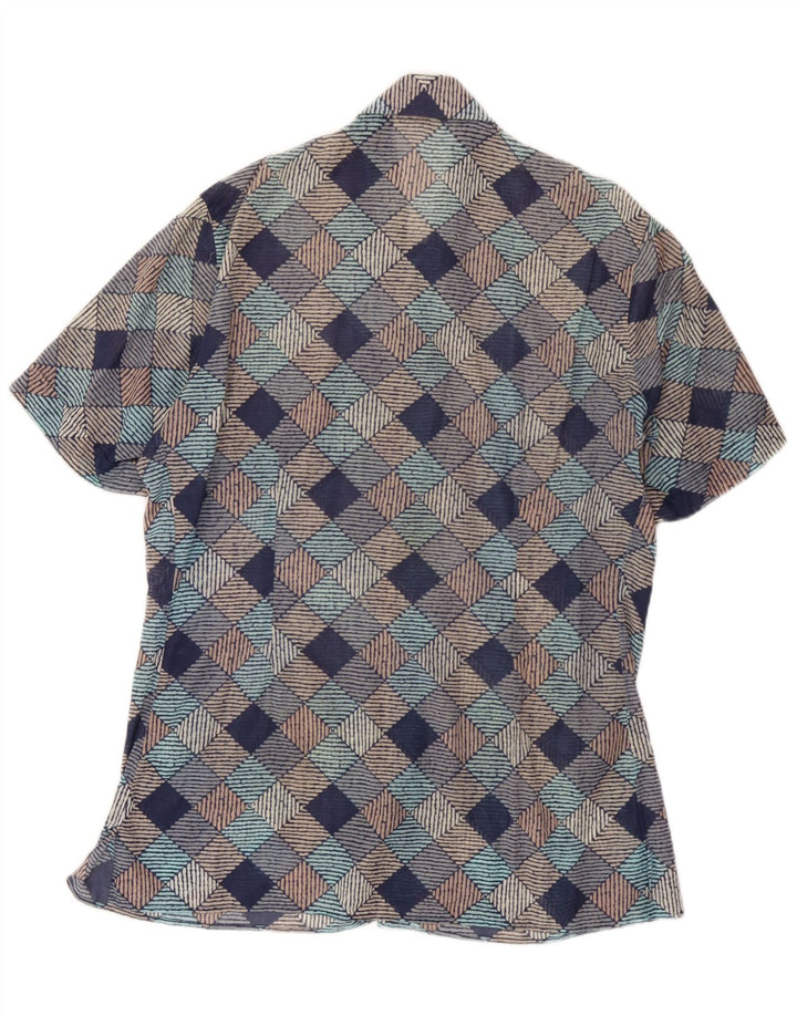 Vintage męska koszula z krótkim rękawem XL, wielobarwna, geometryczna