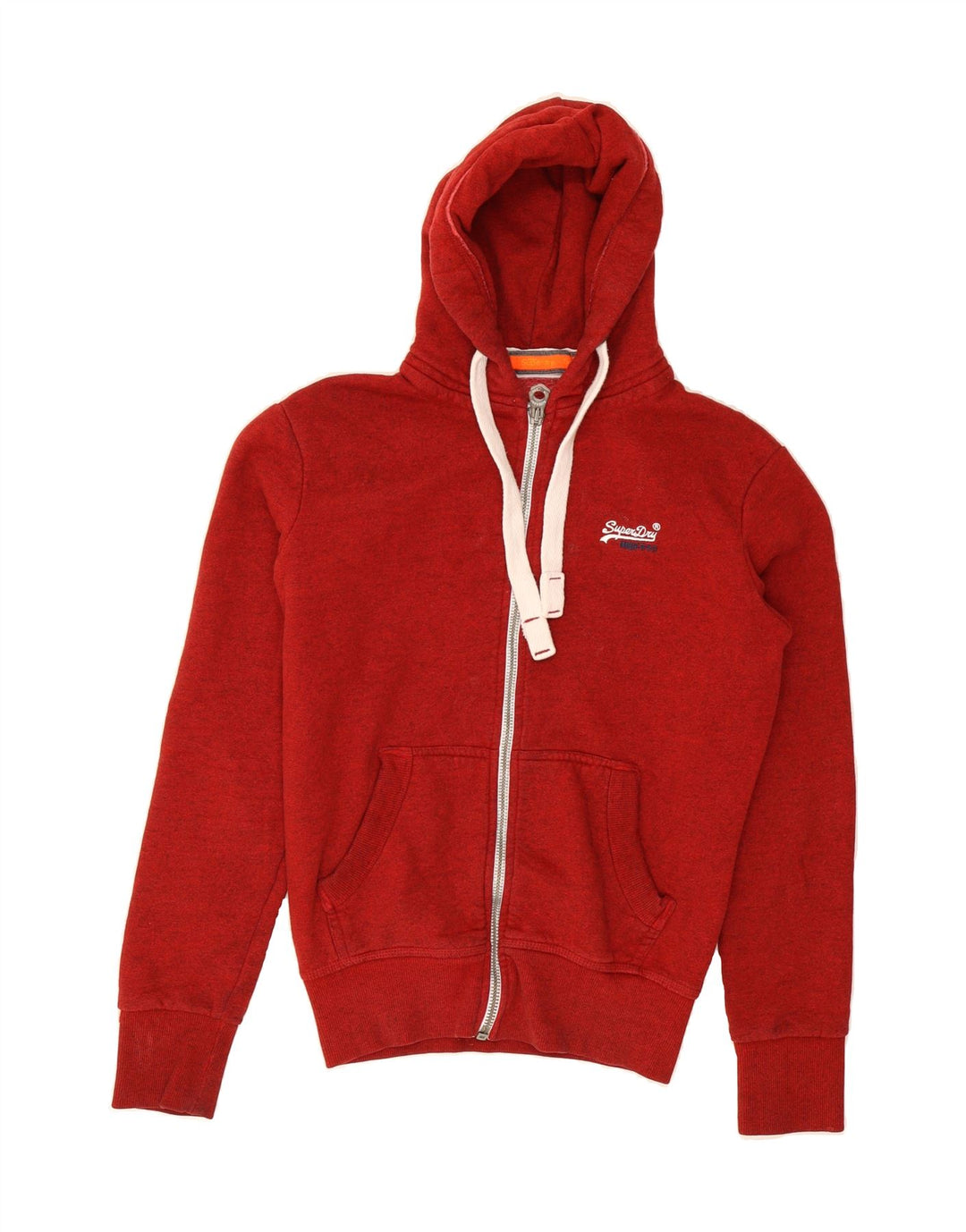 SUPERDRY Mens Zip Hoodie Sweater Small Red Cotton Vintage Superdry and Second-Hand Superdry from Messina Hembry 