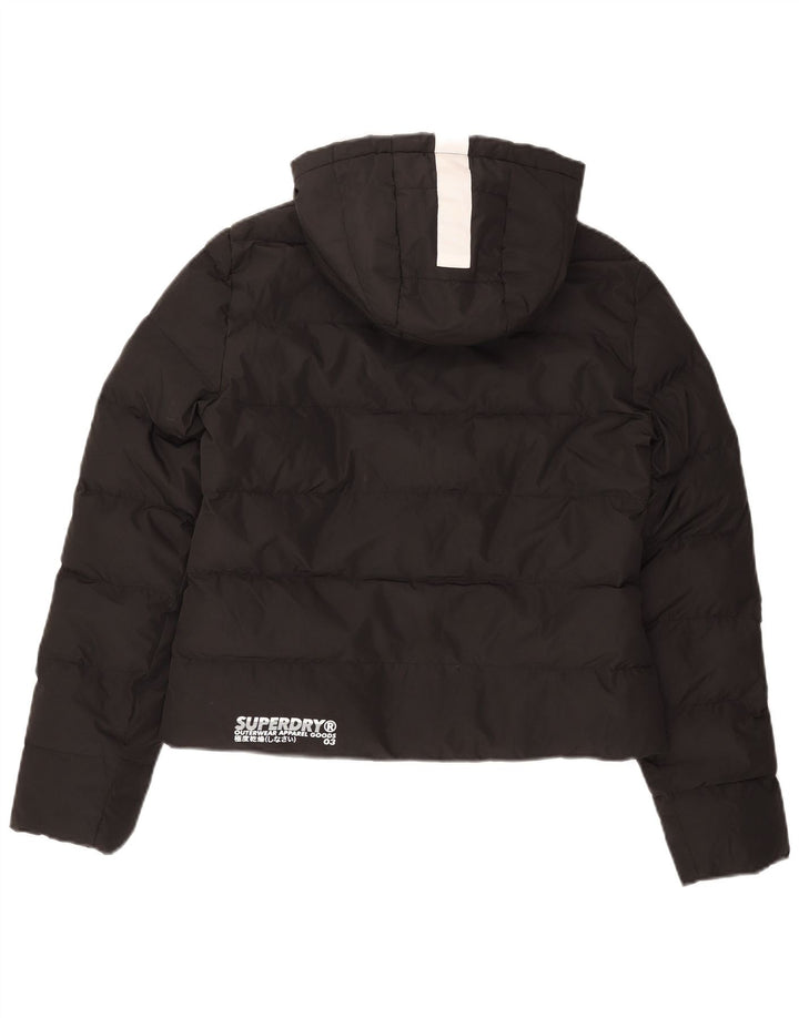 Damska wyściełana kurtka oversize Superdry z kapturem UK 8, mała czarna