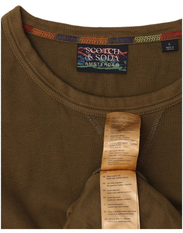 Męski top Scotch & Soda z długim rękawem i dużą bawełną w kolorze khaki