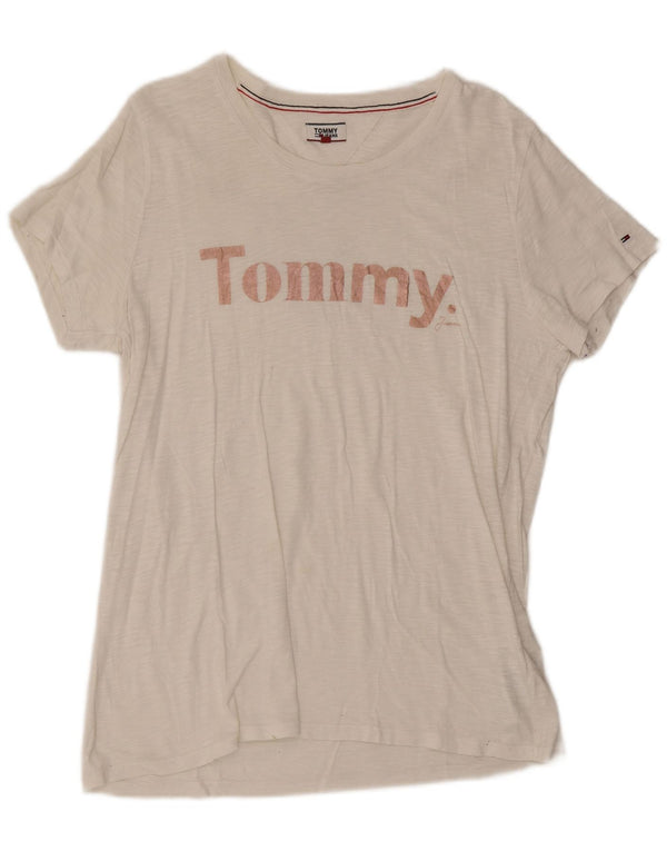 Damska koszulka z grafiką Tommy Hilfiger Top UK 18 XL, biała bawełna