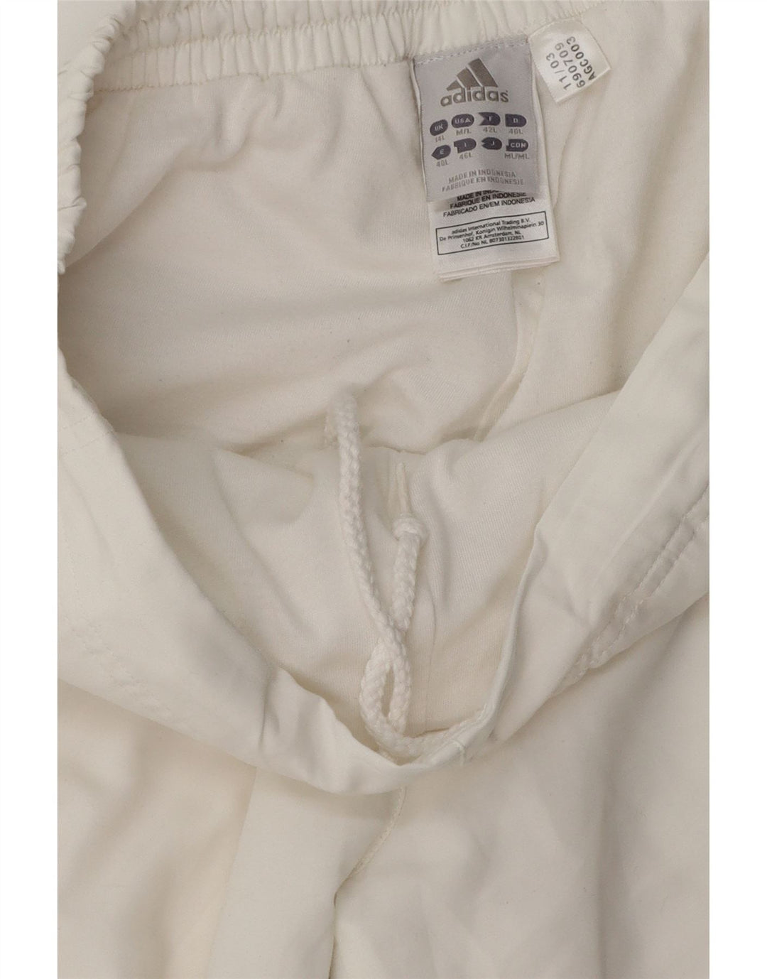 Damskie spodnie dresowe Adidas UK 14, duże, białe, poliestrowe