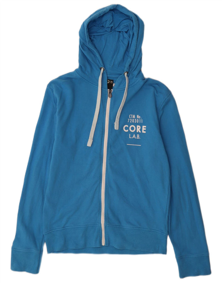 Męski sweter z kapturem i zamkiem błyskawicznym Jack & Jones, średnioniebieski, bawełniany