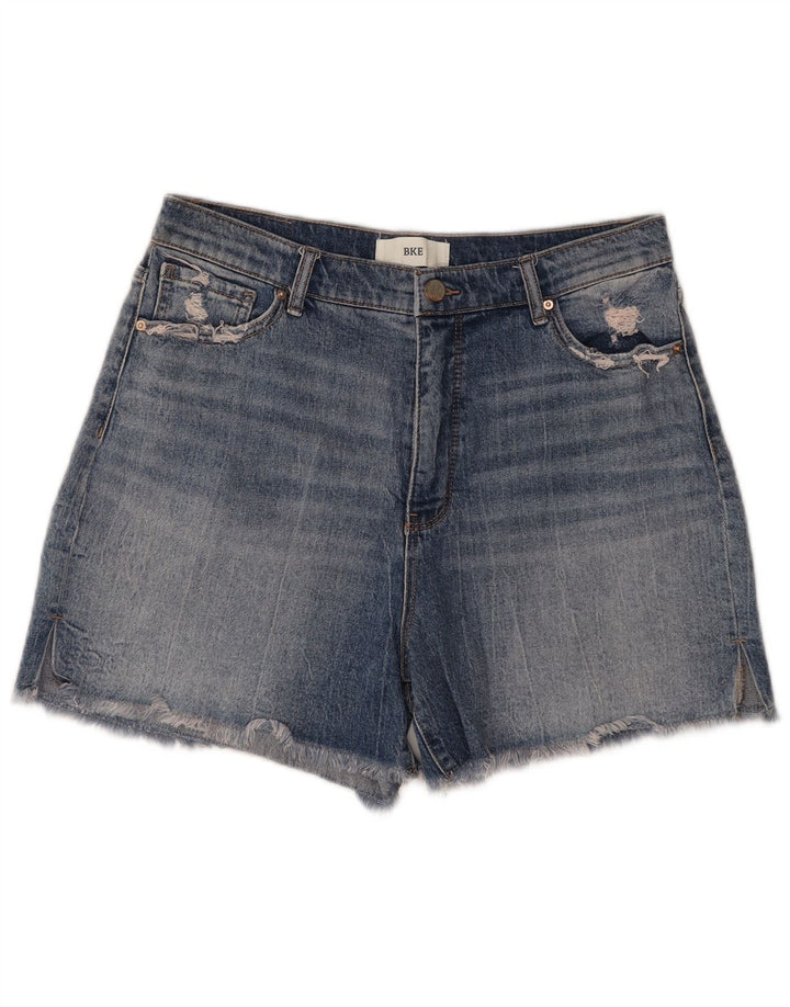 BKE Womens Parker Distressed High Rise Denim Shorts W30 Medium Blue Cotton