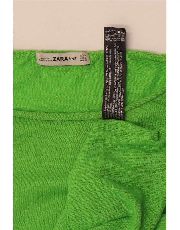 Damski top oversize Zara z długim rękawem, UK 10, mały, zielony, poliester