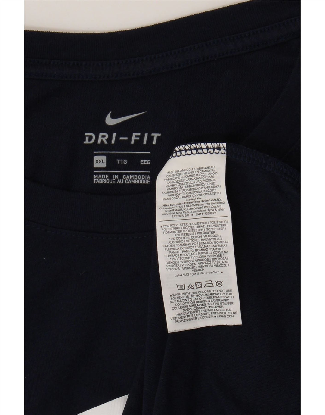 NIKE Mens Dri Fit Graphic T-Shirt Top 2XL Navy Blue Polyester