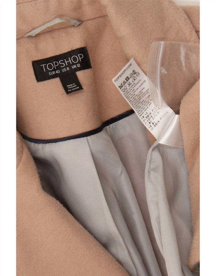 Damski dwurzędowy płaszcz Topshop UK 12, średni beżowy poliester