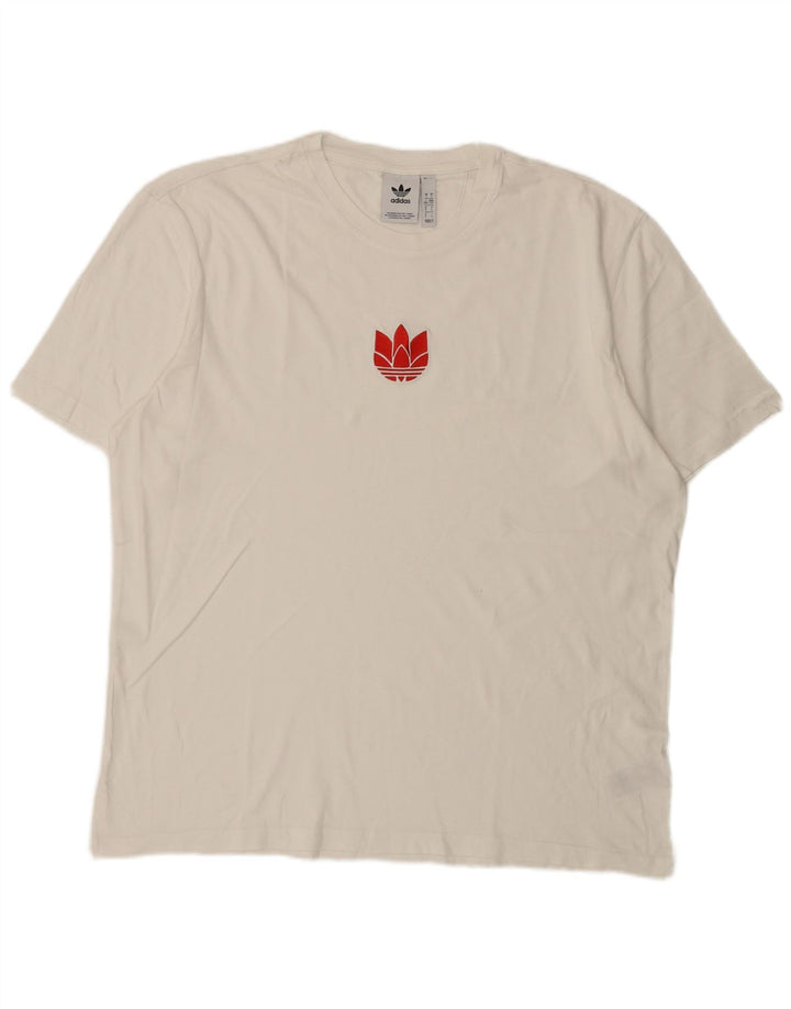 Męska koszulka z grafiką Adidas, duża, biała, bawełniana