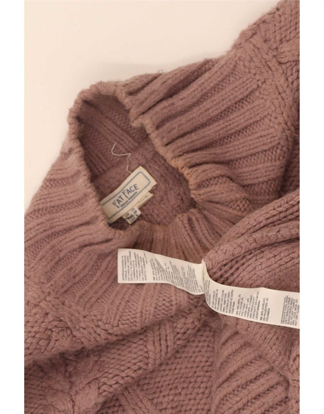 Damski sweter oversize Fat Face z golfem UK 10, mały różowy