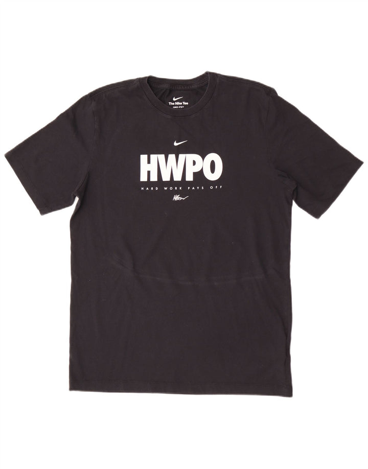 Męski T-shirt Nike Dri Fit z grafiką, średni czarny, bawełniany