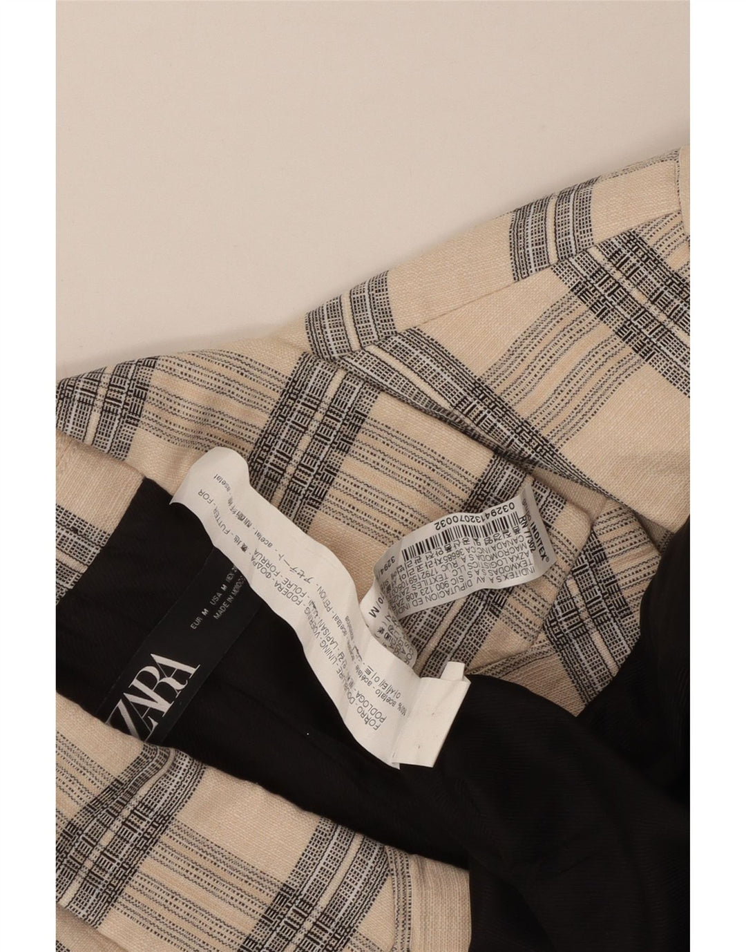 Męska marynarka z podwójnymi piersiami Zara UK 38 Średni beżowy octan w kratkę