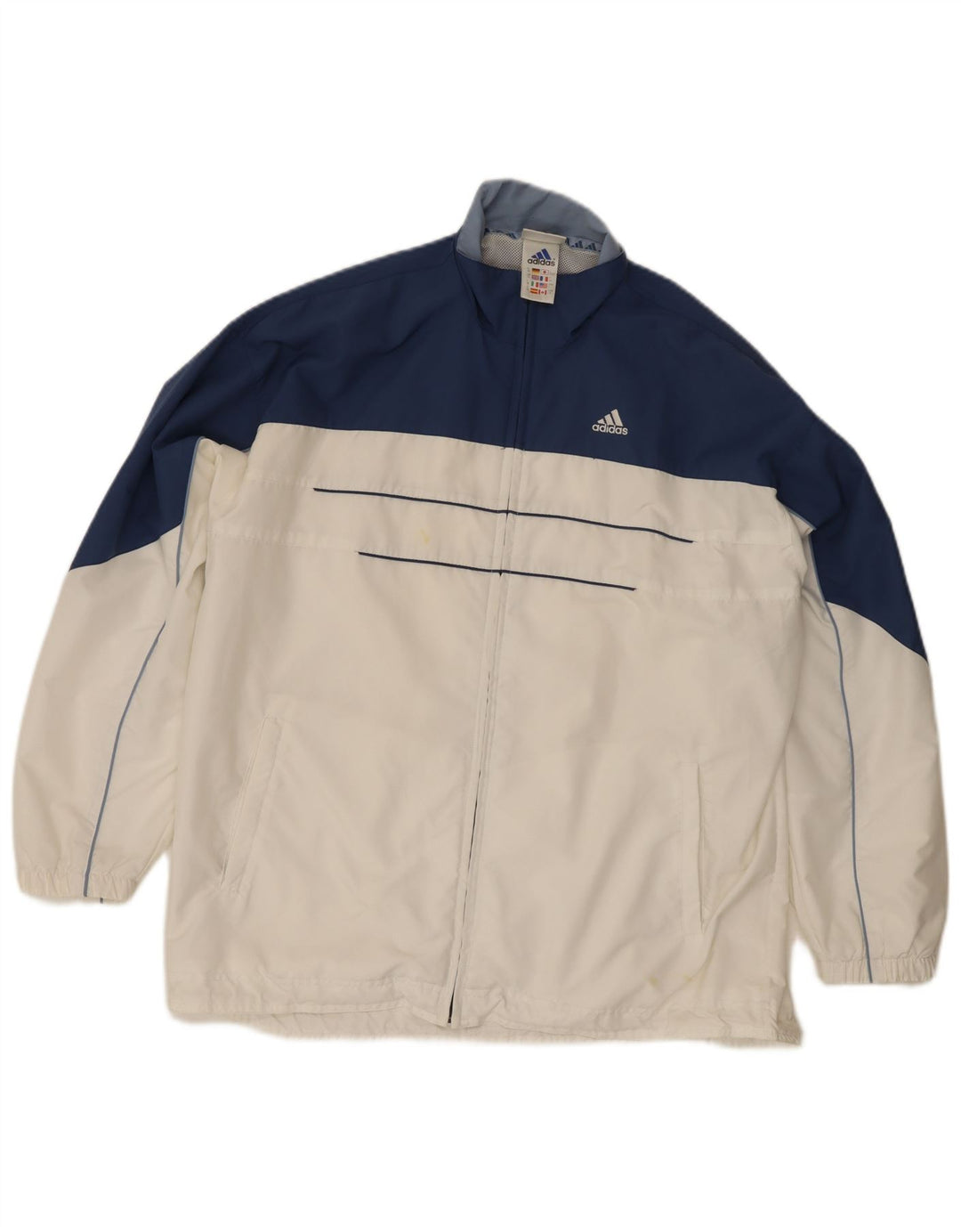 Damska bluza dresowa Adidas Oversize UK 16, duża, biała, z blokami kolorów