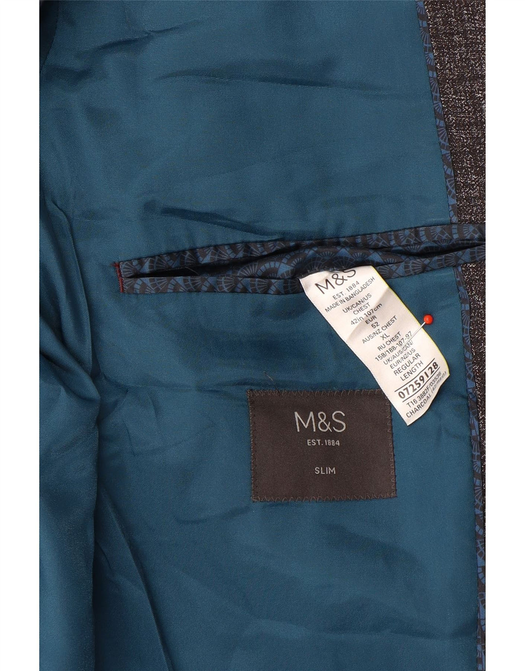 Marks & Spencer Męska marynarka zapinana na 2 guziki, UK 42 XL, szary poliester