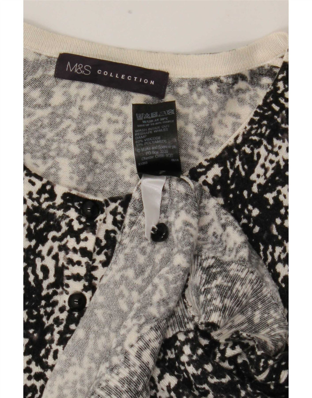 Marks & Spencer Damski sweter rozpinany z abstrakcyjnym wzorem UK 16, duży czarny