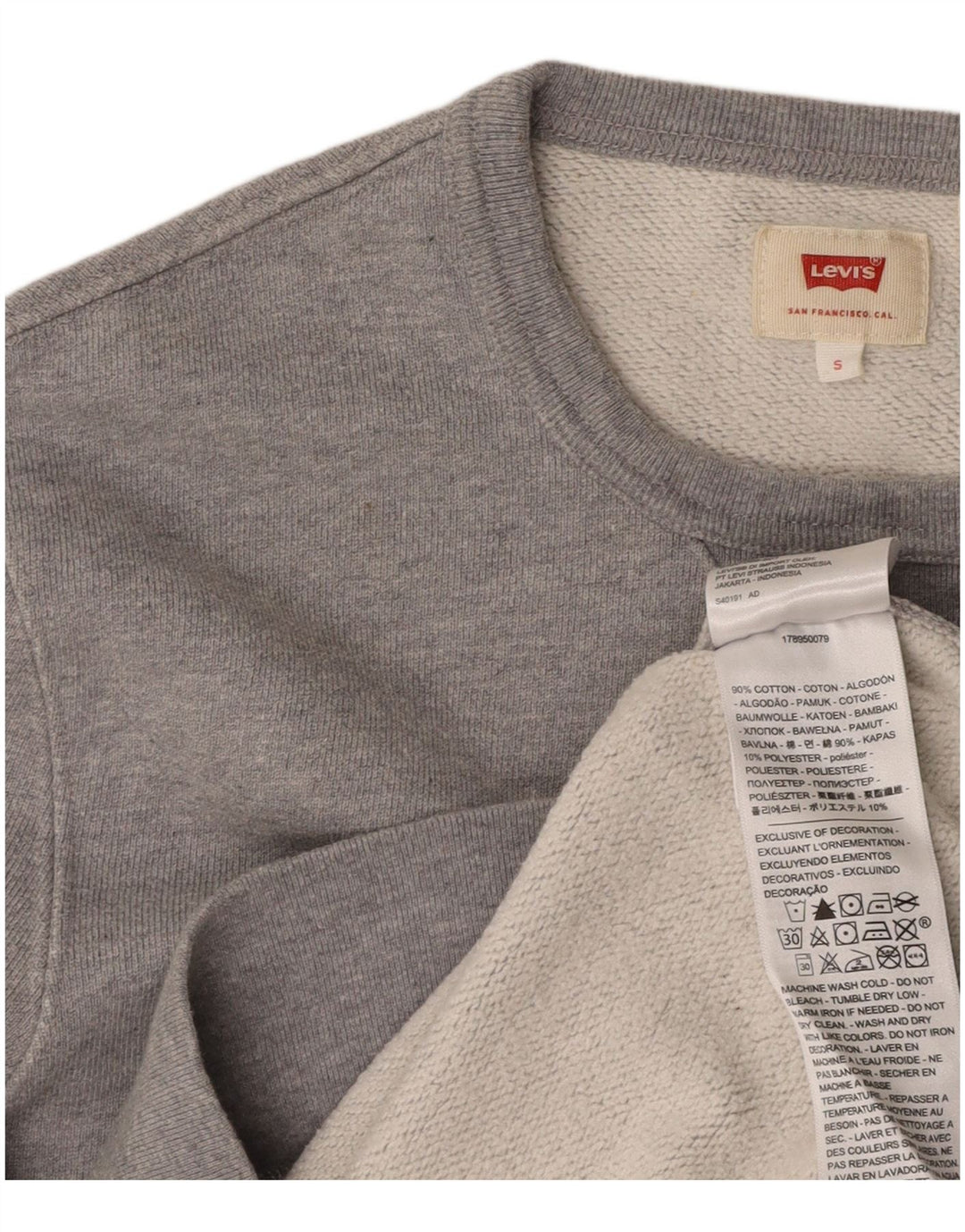 Męski sweter z grafiką LEVI'S, mały, szary, bawełniany