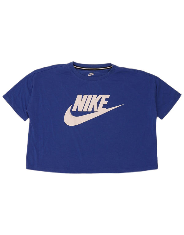 Damska koszulka Nike Crop Oversized Graphic Top UK 10 Small Blue Modal