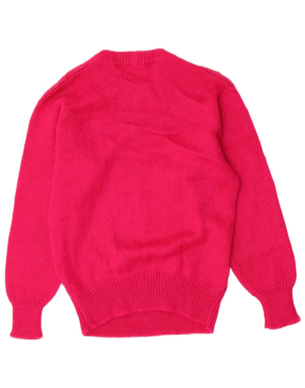 Vintage damski sweter z okrągłym dekoltem UK 10 w małe różowe paski