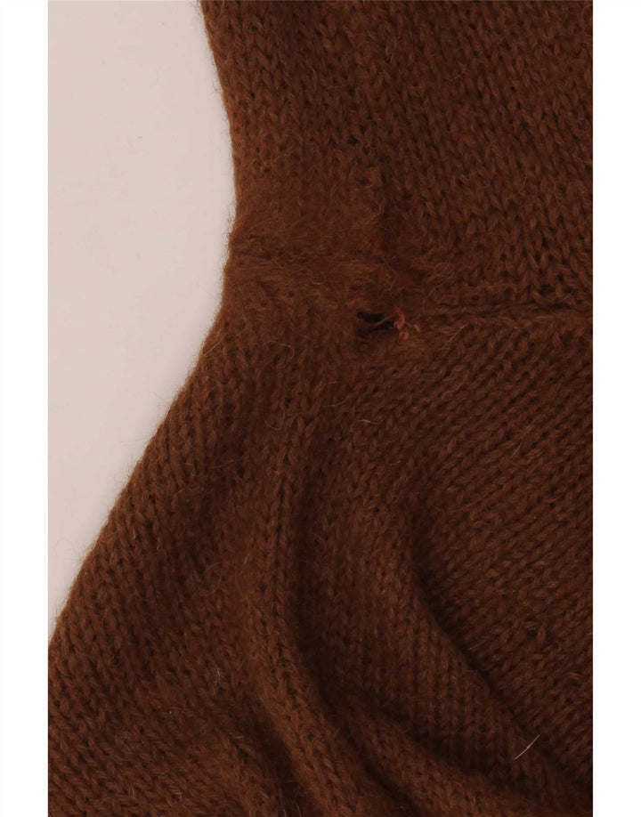 Sweter damski w stylu vintage z wywijanym dekoltem UK 12, średni brąz