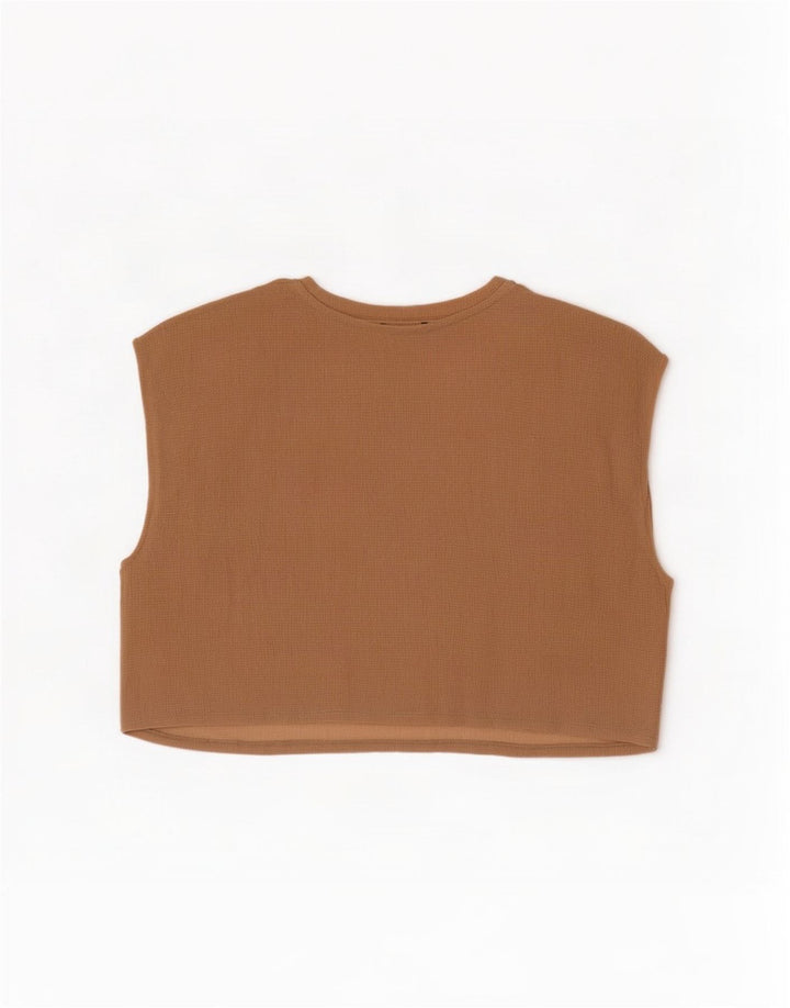 Bluzka damska Zara Crop bez rękawów Oversize Top UK 10 Small Beige