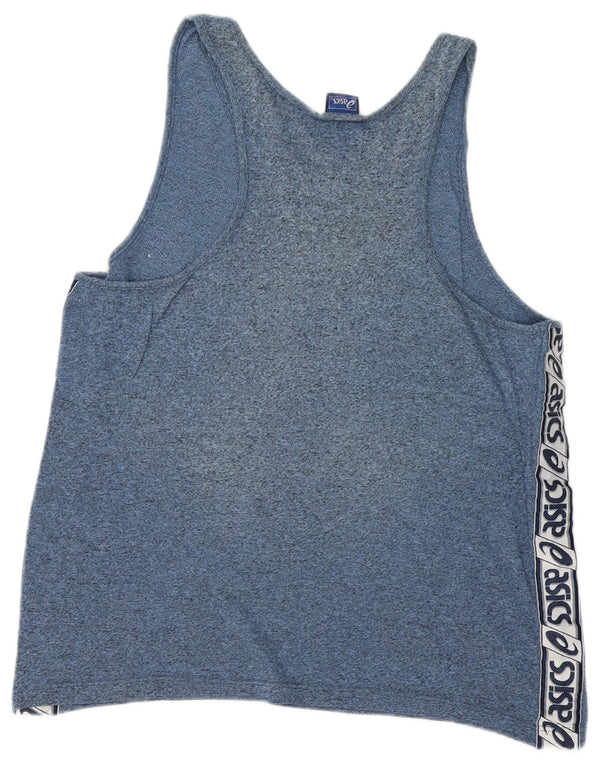 Damska koszulka z kamizelką z grafiką ASICS UK 14, duża, niebieska bawełniana w plamki