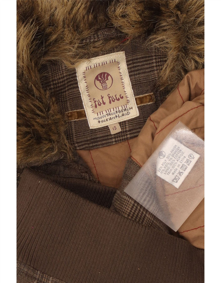 Damska kamizelka Fat Face UK 12, średni brąz, poliester w pepitkę