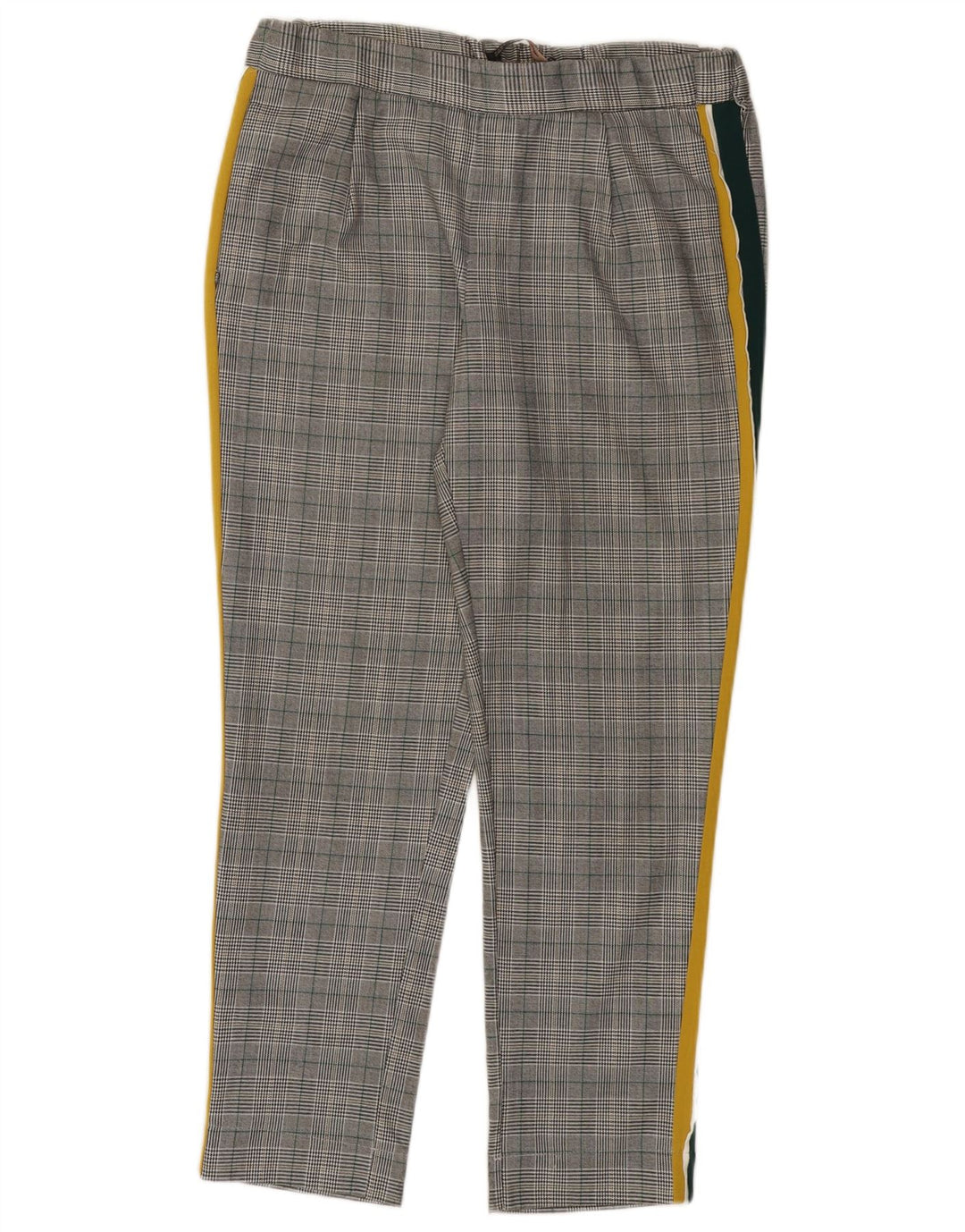 Damskie proste spodnie codzienne ZARA, średnie W28 L27, szary poliester w kratę