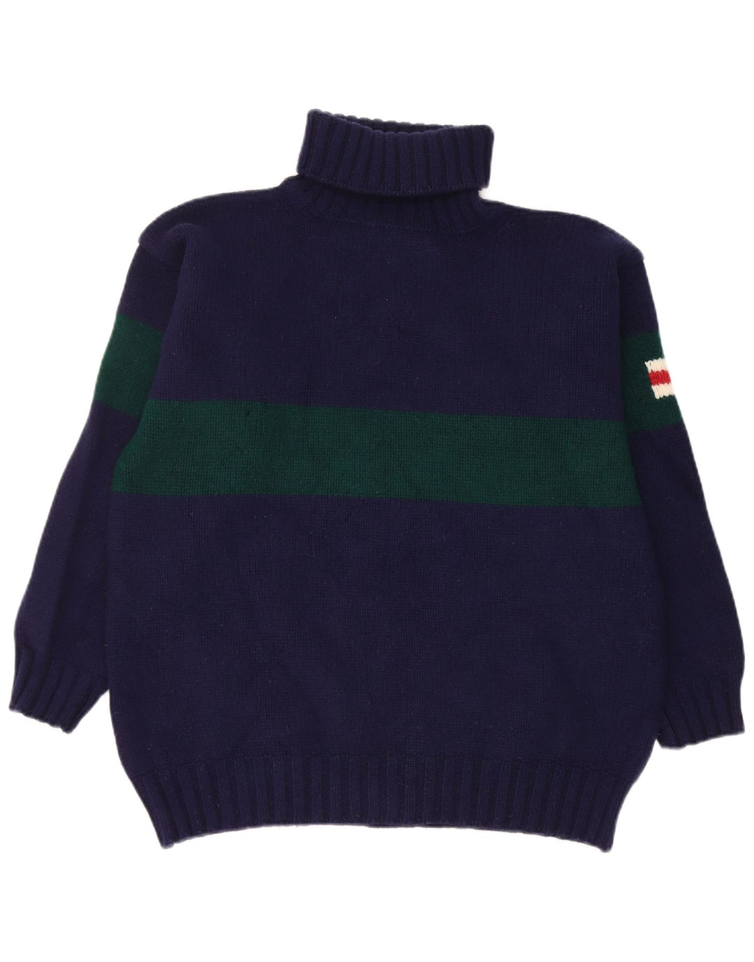 Sweter damski Hackett z wywijanym dekoltem UK 18 XL, granatowy, wełniany z blokami kolorów