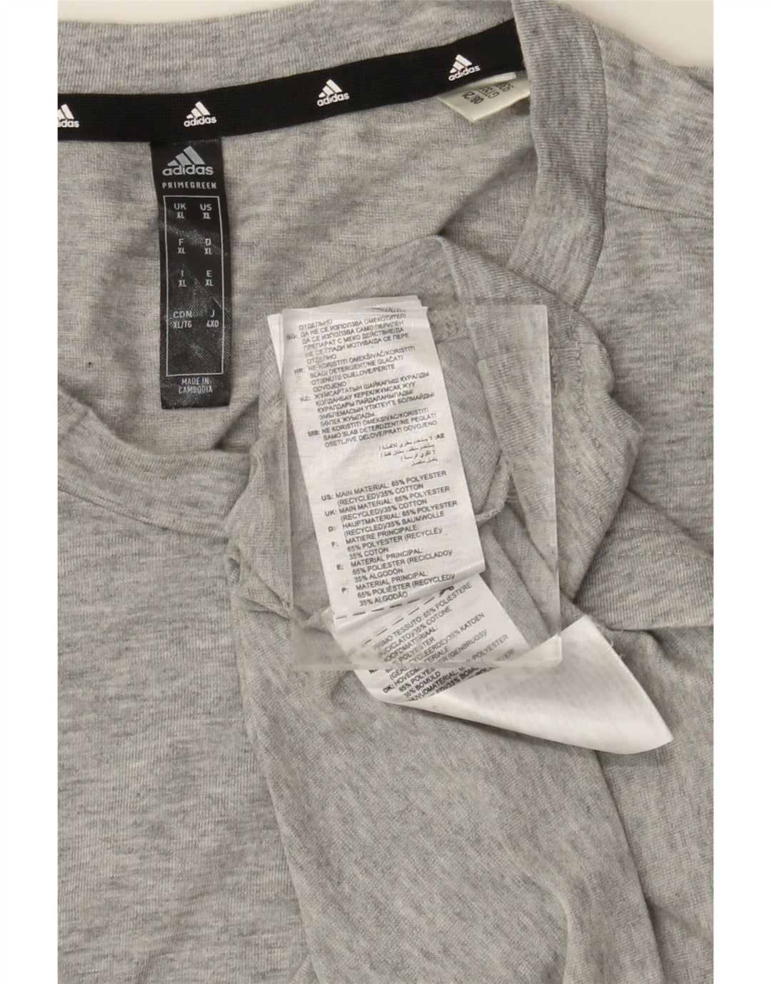 ADIDAS Mens T-Shirt Top XL Grey Polyester