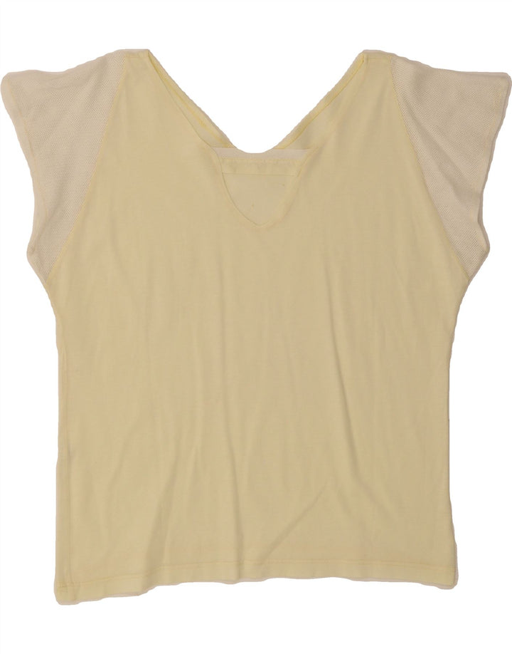 VINTAGE Womens T-Shirt Top UK 12 Medium Yellow Vintage Vintage and Second-Hand Vintage from Messina Hembry 