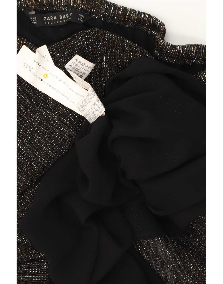 Damski top oversize z odkrytymi ramionami Zara UK 4 XS, czarny, nakrapiany poliester