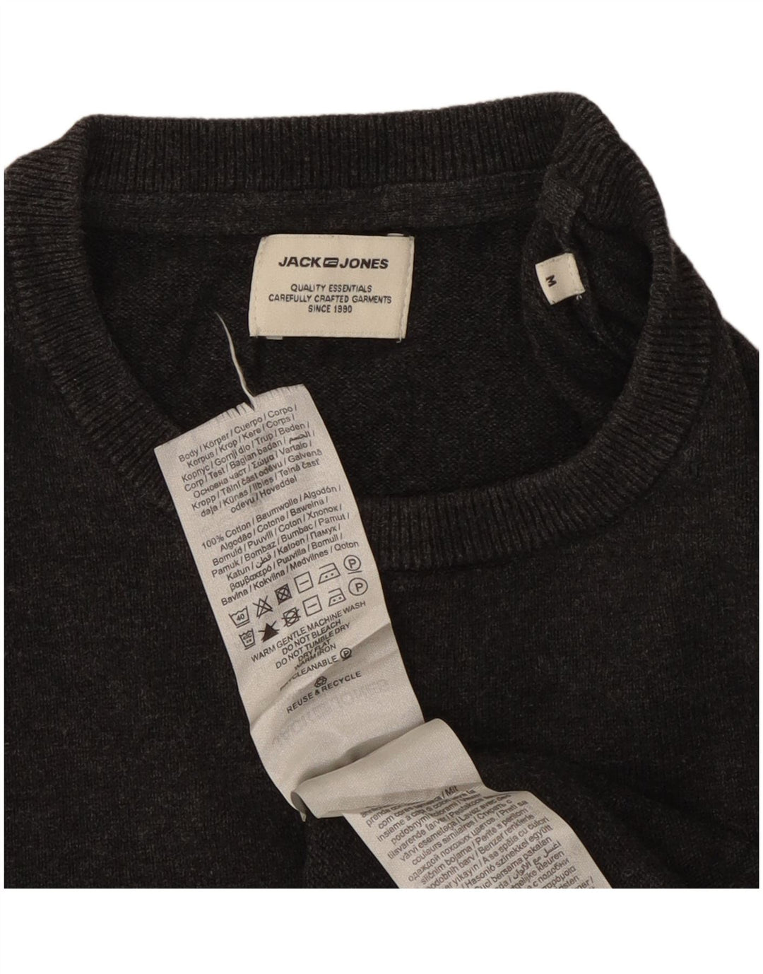 Męski sweter Jack & Jones z okrągłym dekoltem, średnioszary, bawełniany