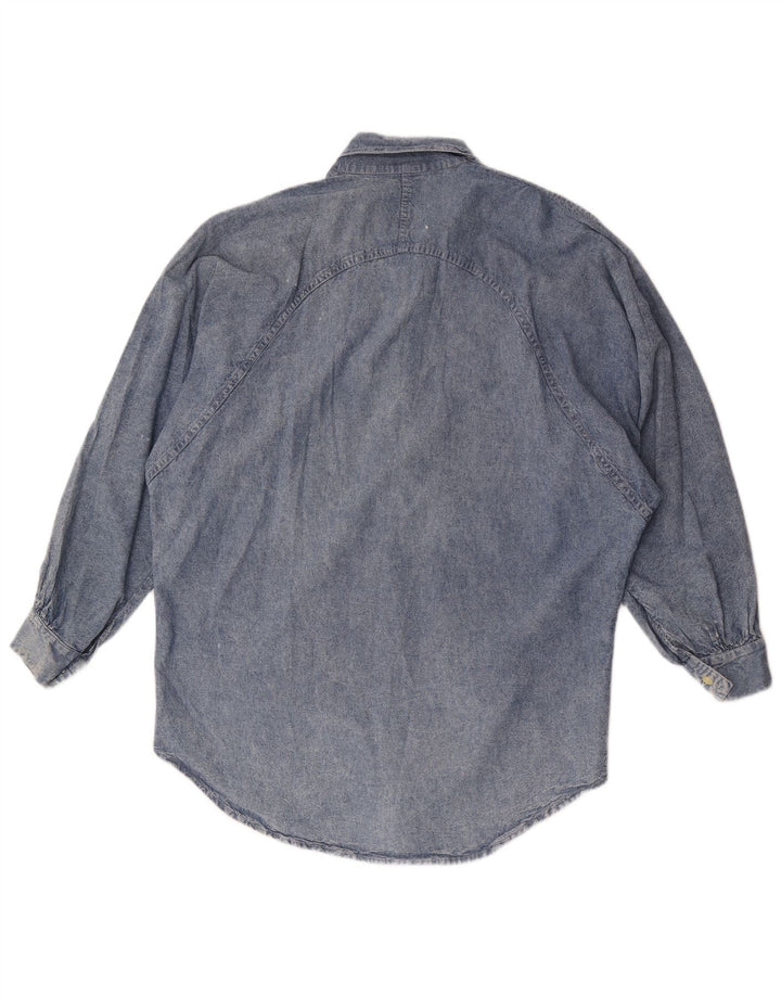 Damska koszula jeansowa oversize w stylu vintage UK 14, średnia niebieska bawełna