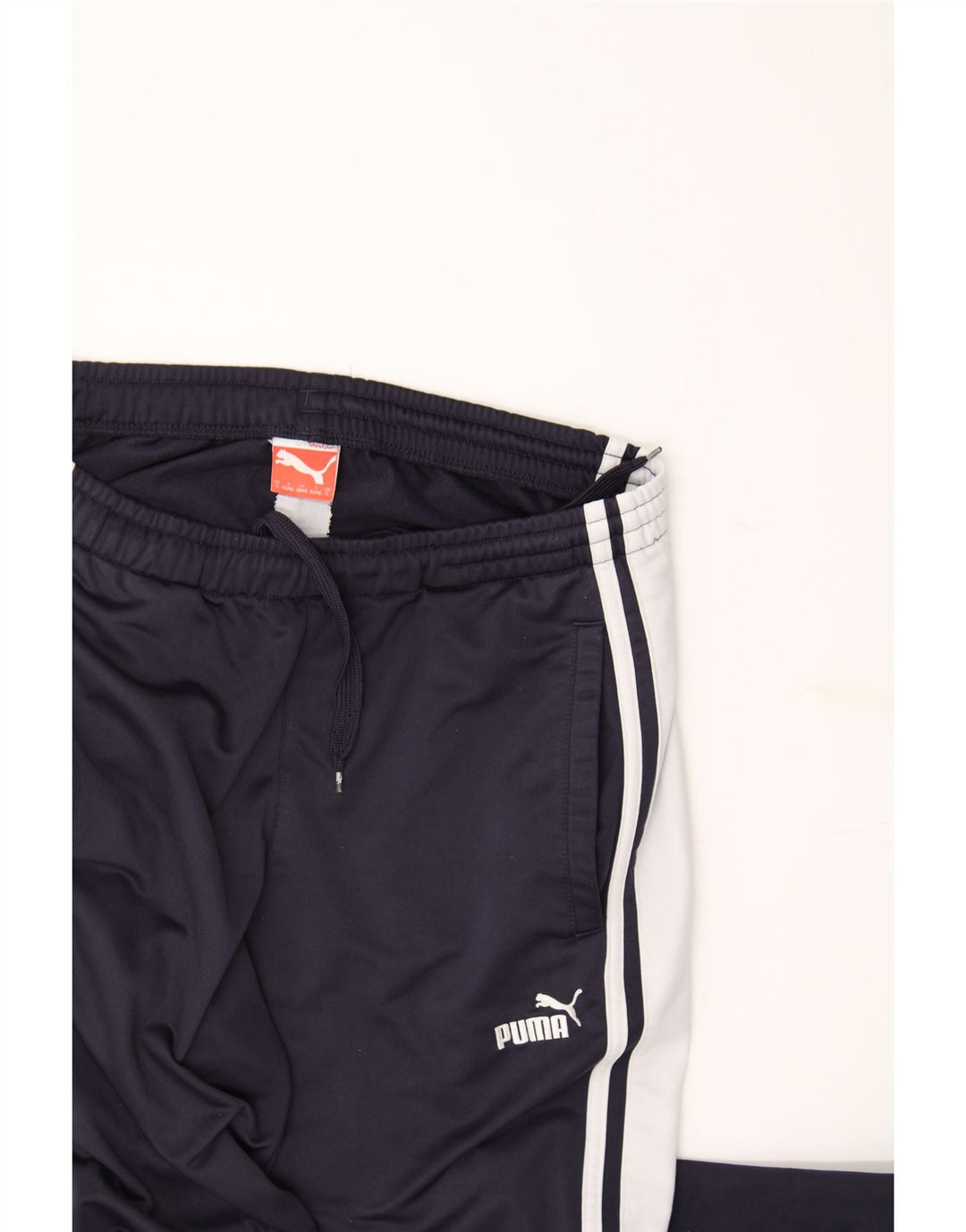 PUMA Mens Tracksuit Trousers Small  Navy Blue Colourblock Polyester Vintage Puma and Second-Hand Puma from Messina Hembry 