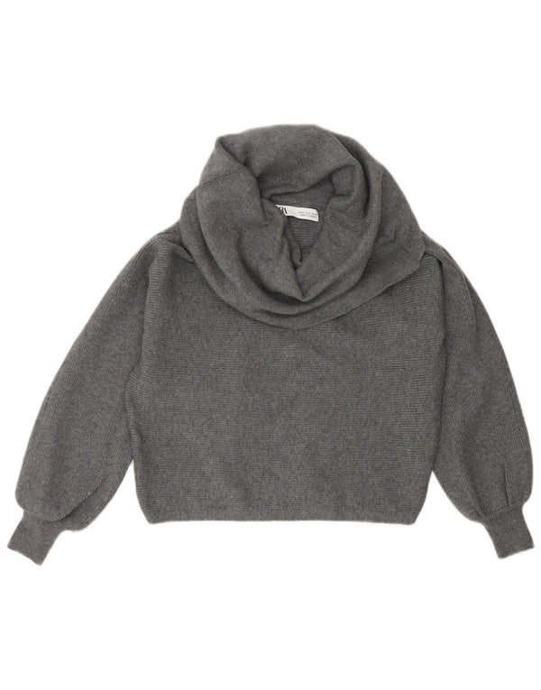 Damski sweter Zara z okrągłym dekoltem UK 10 Small, szara wiskoza