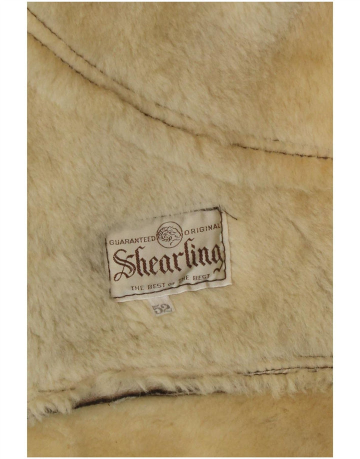 Vintage męska kurtka Shearling IT 52 XL Brązowa kurtka Shearling