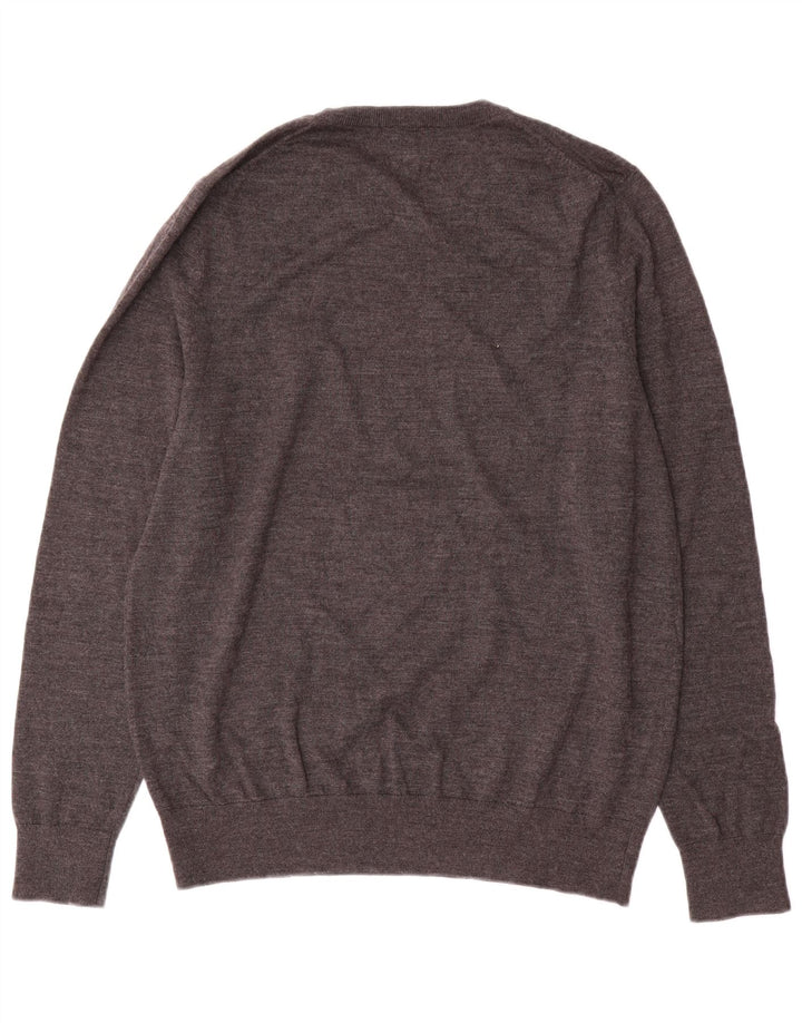 Męski sweter z okrągłym dekoltem John Lewis, duży, szary, wełna merynosów