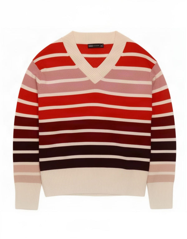 Marks & Spencer Damski sweter z dekoltem w kształcie litery V, UK 8, mały, wielokolorowy