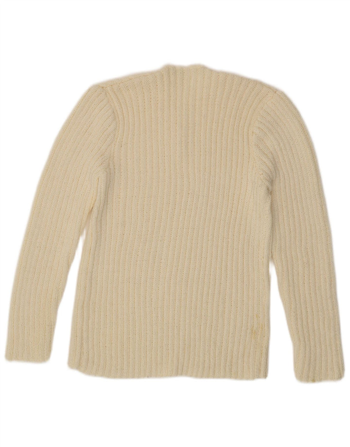 Damski sweter zapinany na guziki w stylu VINTAGE UK 12 Medium Off White