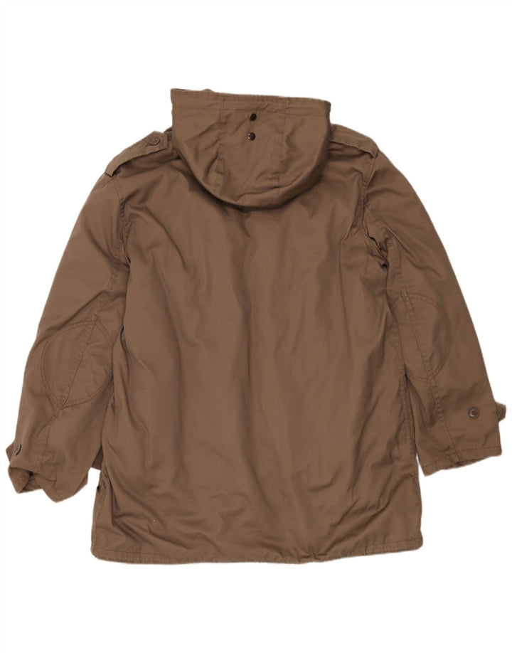 Płaszcz męski z kapturem w stylu vintage, UK 42 XL, brązowy poliester