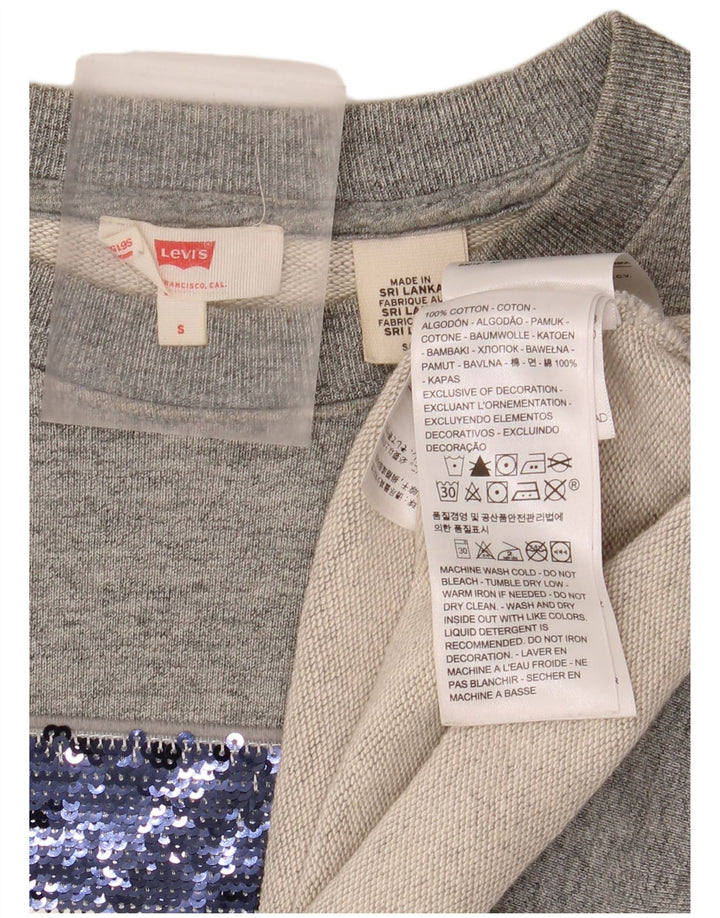 Damski sweter oversize z grafiką Levi's UK 10 Small, szary, bawełniany