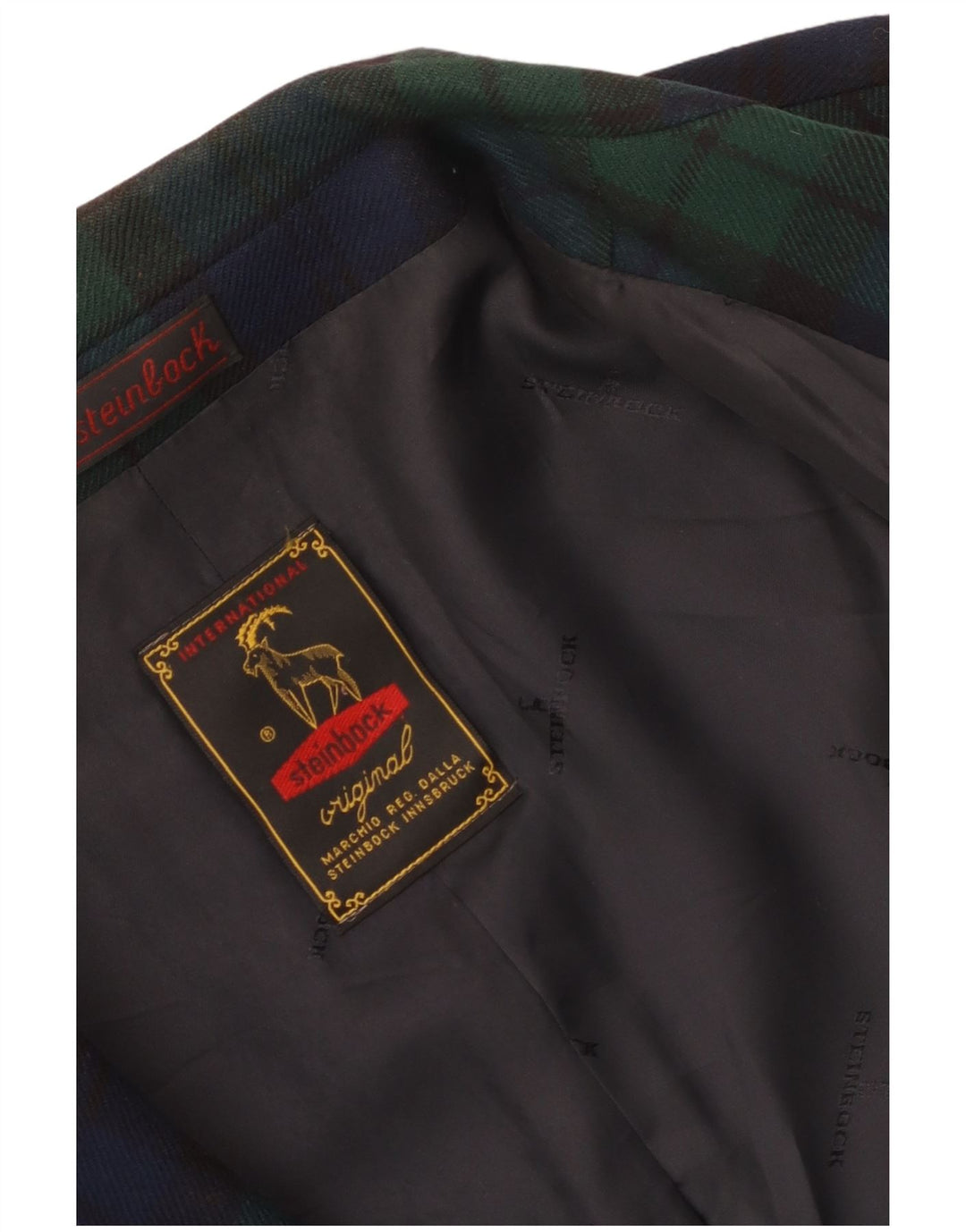 Damska marynarka Steinbock zapinana na 3 guziki, UK 18 XL, granatowa w kratkę