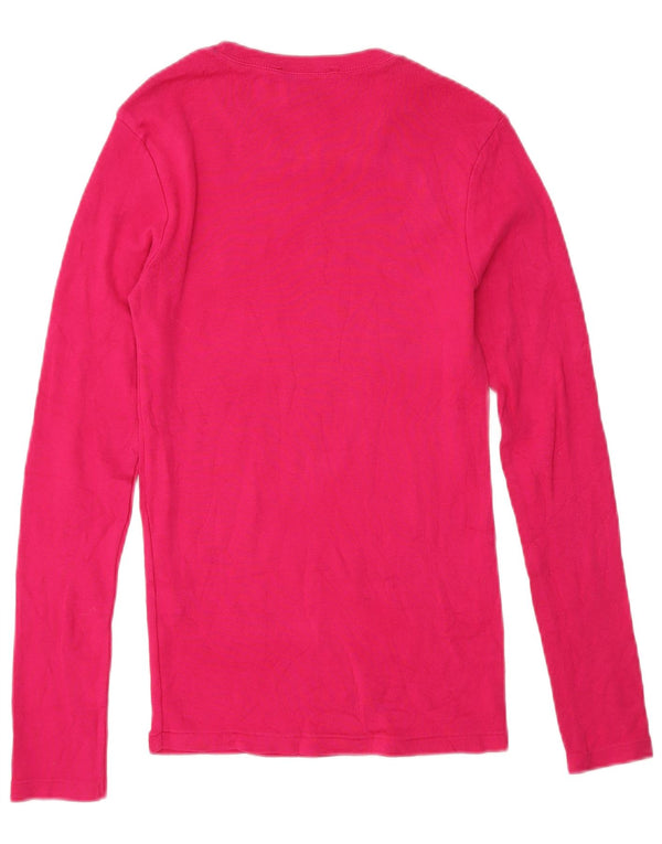 Damski top Ralph Lauren z długim rękawem, UK 8, mały, różowy, bawełniany