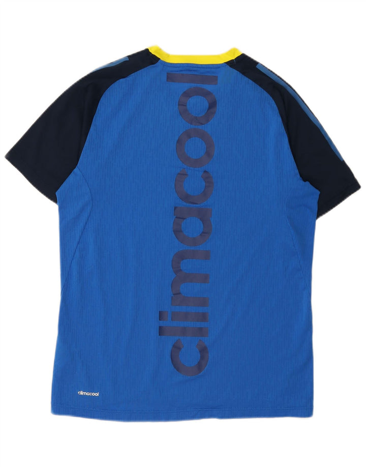 Męska koszulka Adidas Climacool z grafiką Top, średni niebieski, poliester z blokami kolorów
