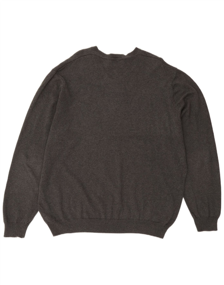 Marks & Spencer Męski sweter o regularnym kroju z dekoltem w kształcie litery V, 3XL, szara bawełna