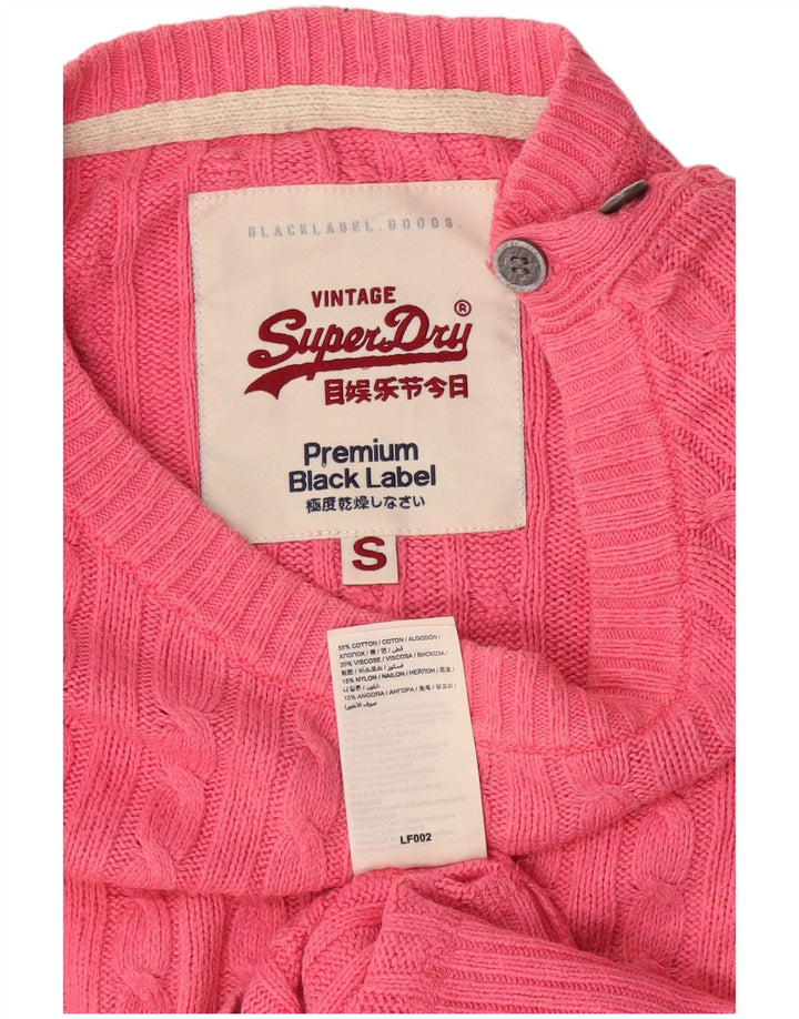 Damski sweter Superdry z dekoltem w łódkę, UK 10, mały, różowy, bawełniany