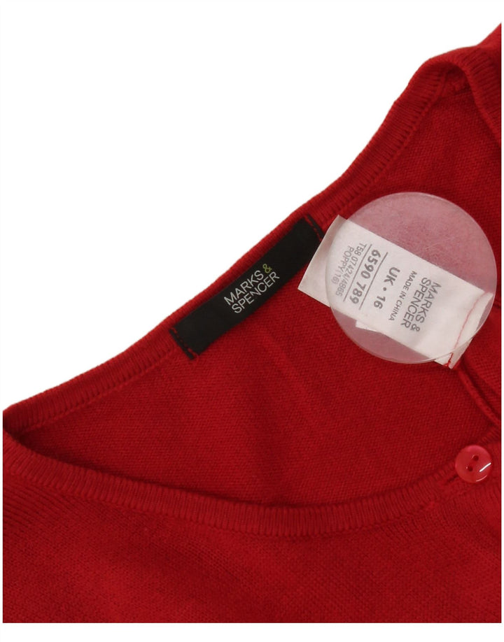 Marks & Spencer Damski sweter rozpinany UK 16, duży, czerwony akryl