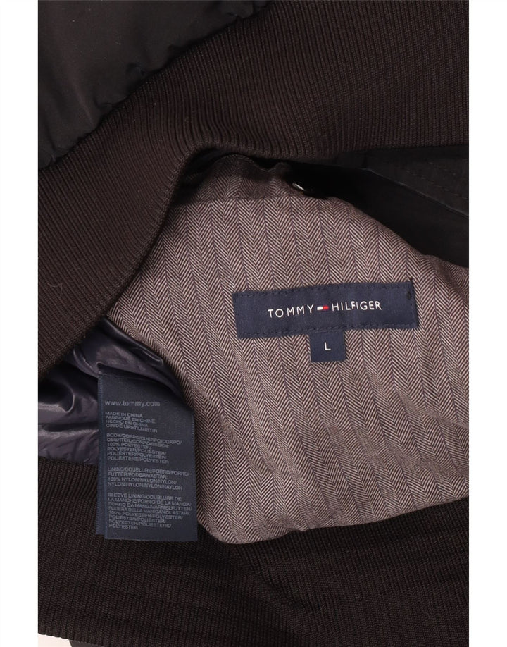 Męska ocieplana kurtka z kapturem Tommy Hilfiger UK 40, duża, czarna, poliestrowa